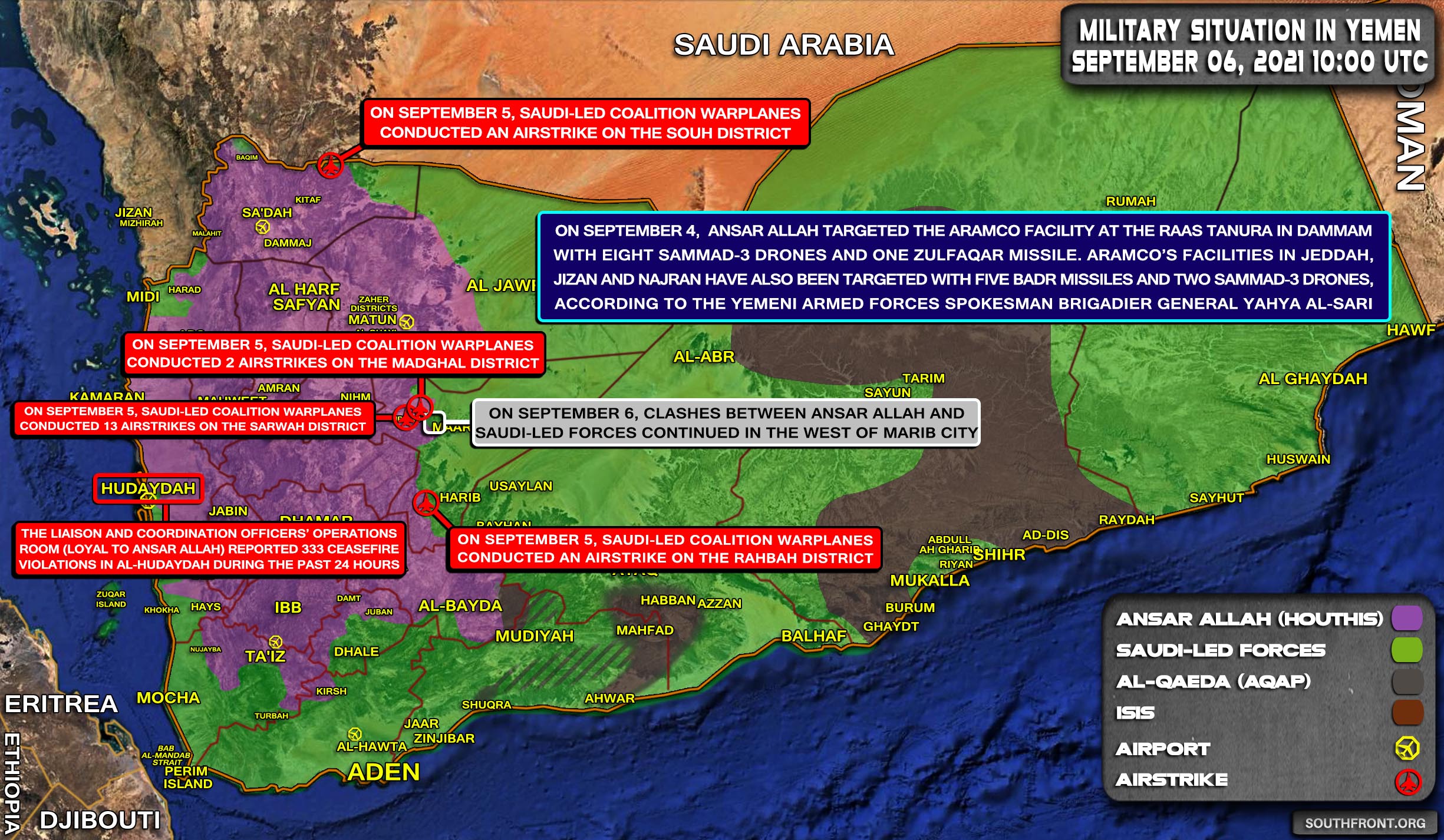 Military Situation In Yemen On September 6, 2021 (Map Update)