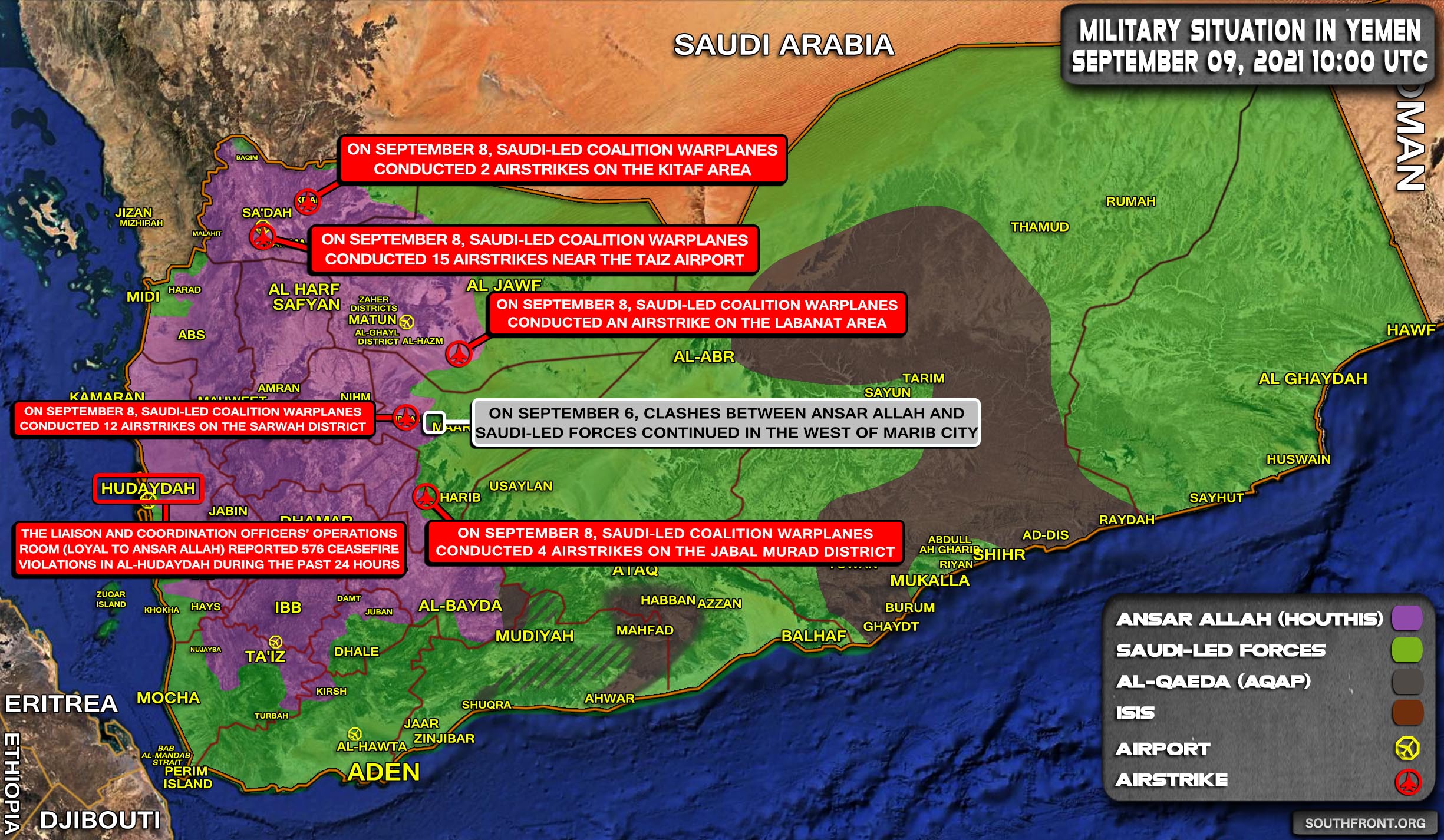 Military Situation In Yemen On September 9, 2021 (Map Update)