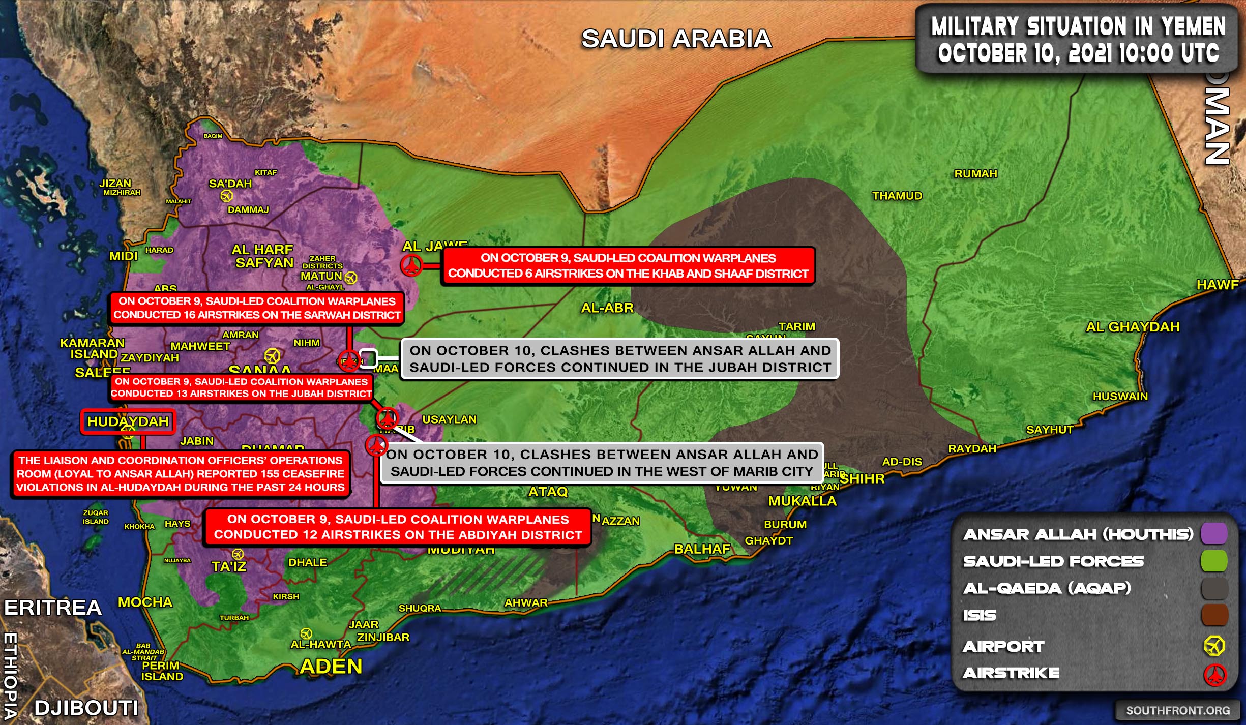 Military Situation In Yemen On October 10, 2021 (Map Update)