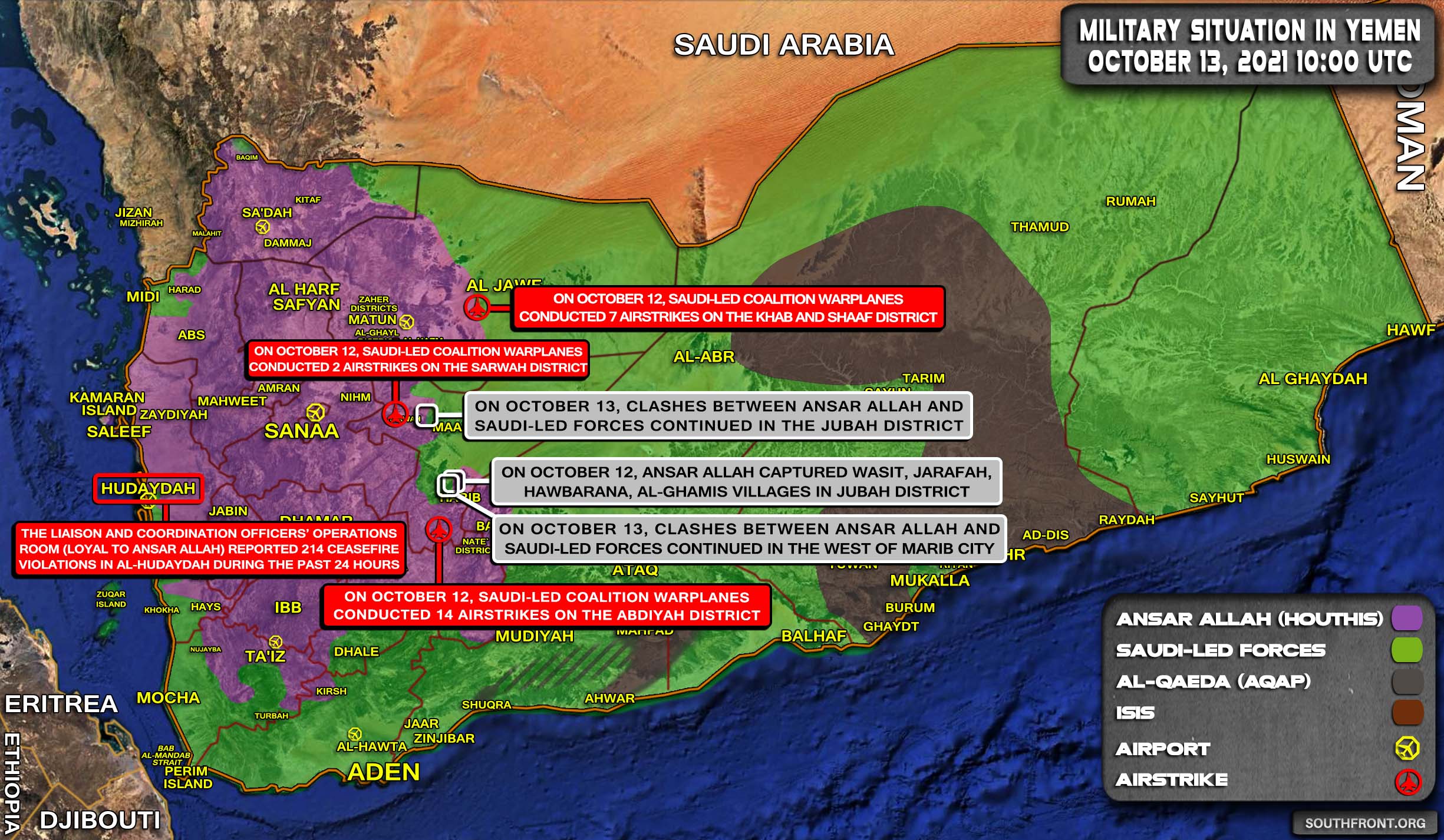 Military Situation In Yemen On October 13, 2021 (Map Update)