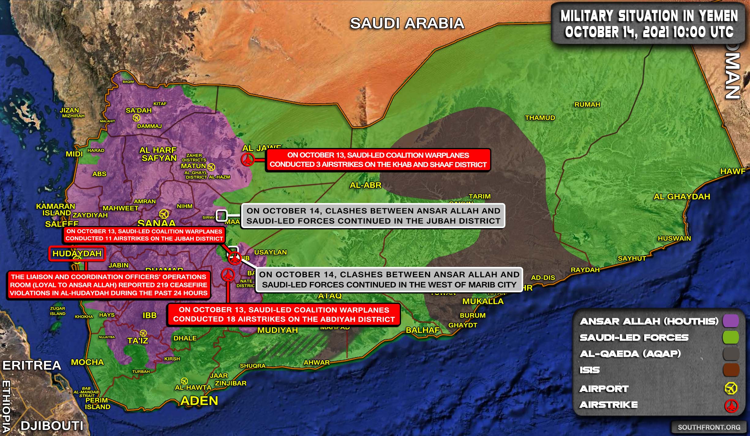 Military Situation In Yemen On October 14, 2021 (Map Update)