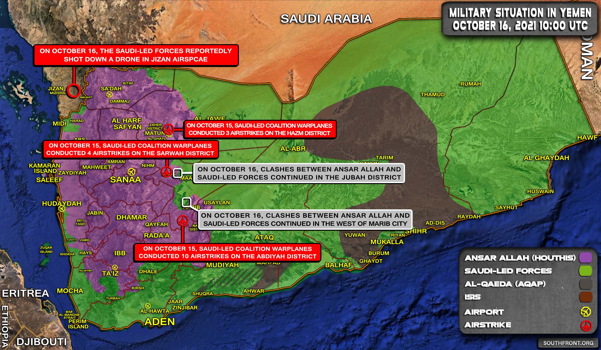 Military Situation In Yemen On October 16, 2021 (Map Update)