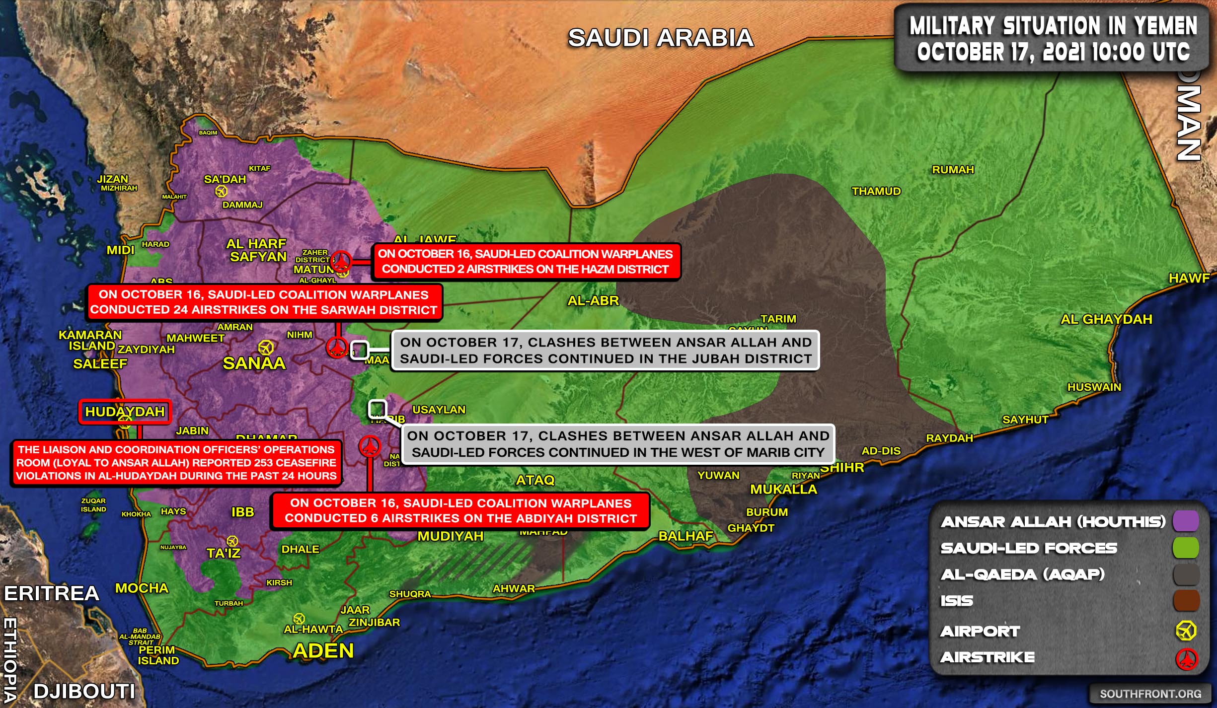 Military Situation In Yemen On October 17, 2021 (Map Update)