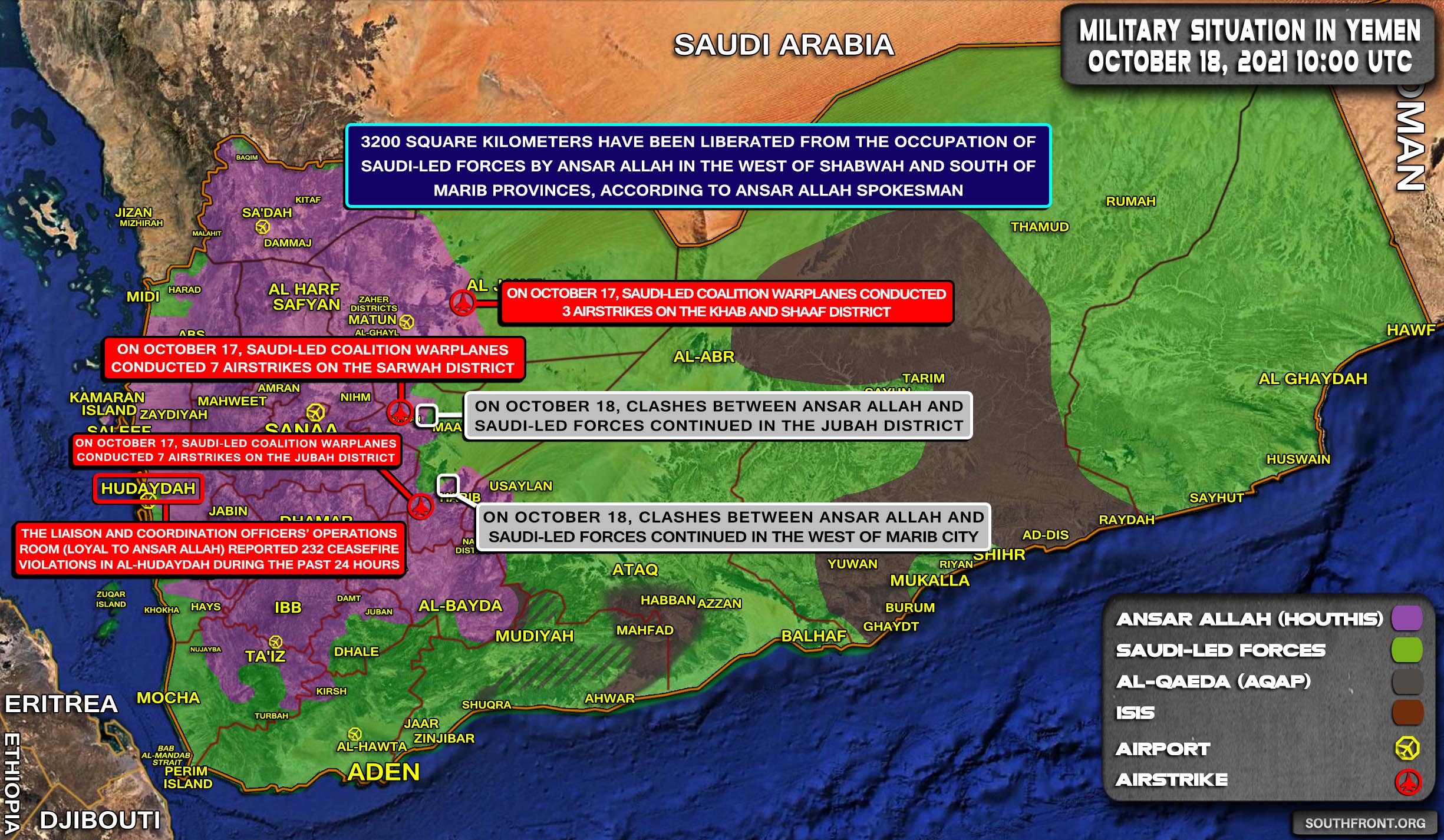 Military Situation In Yemen On October 18, 2021 (Map Update)