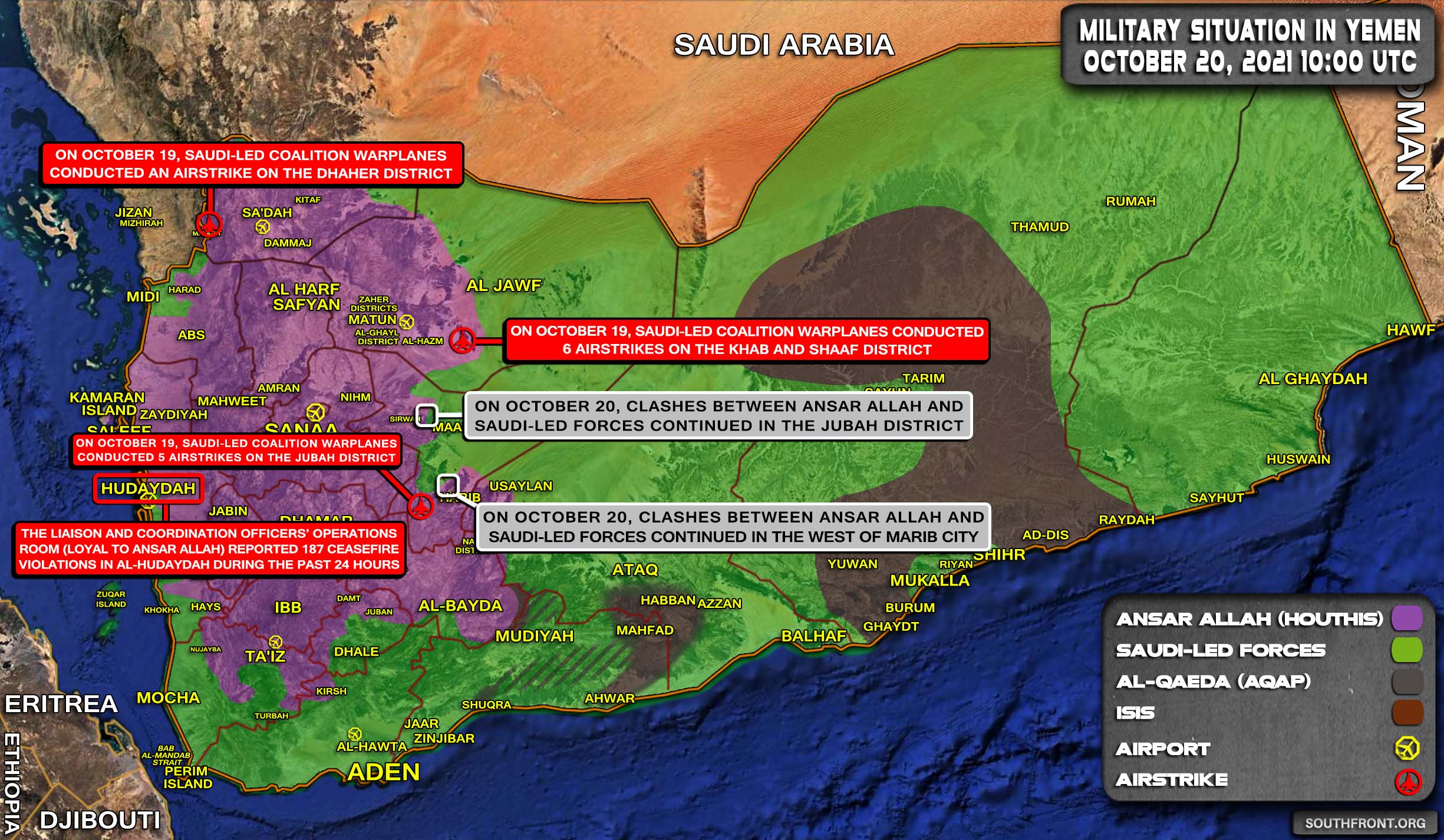 Military Situation In Yemen On October 20, 2021 (Map Update)