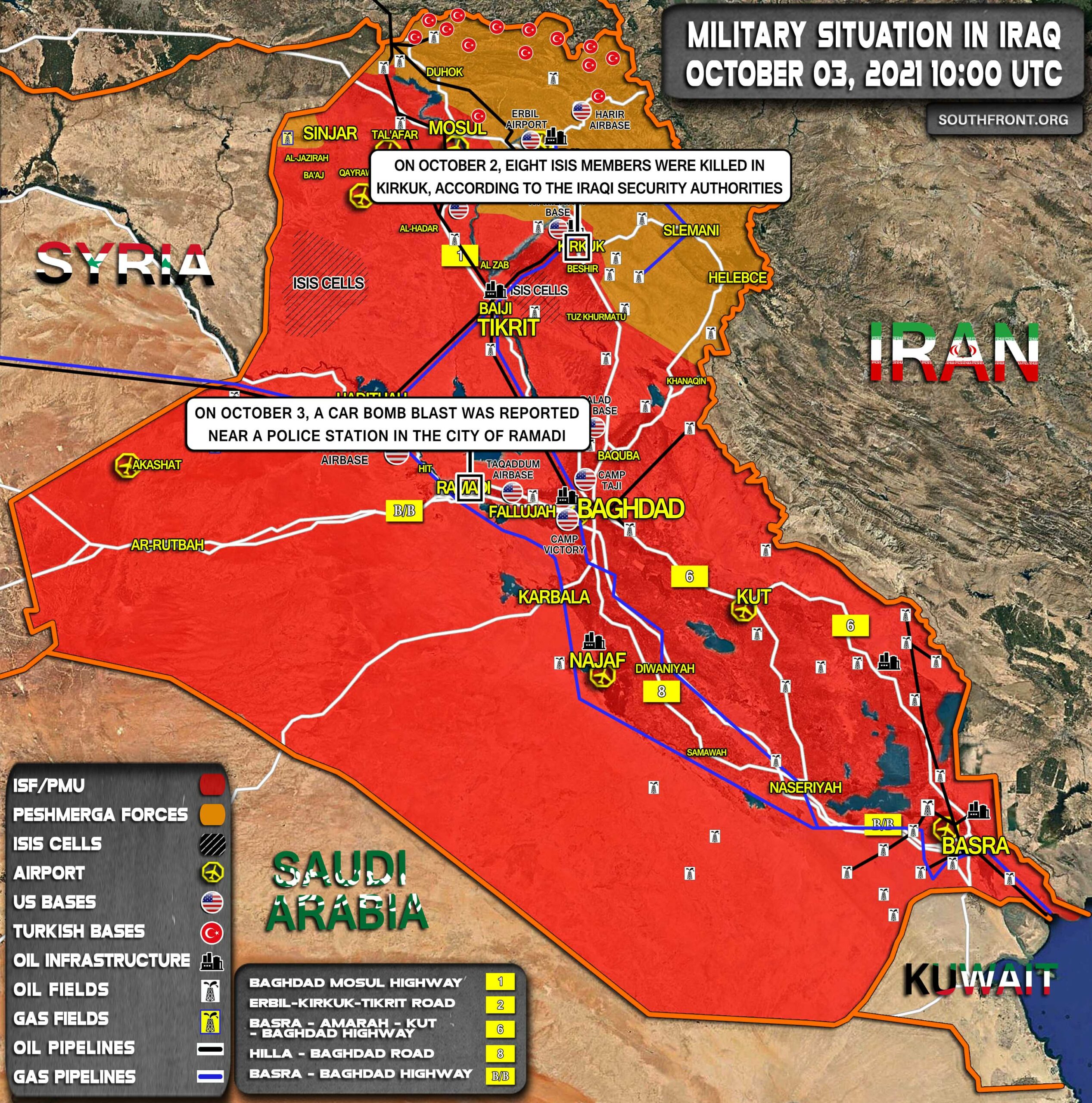 Military Situation In Iraq On October 3, 2021 (Map Update)