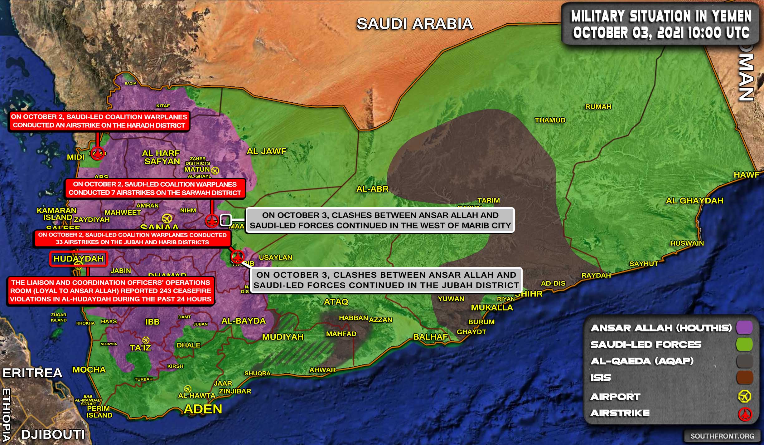 Military Situation In Yemen On October 3, 2021 (Map Update)