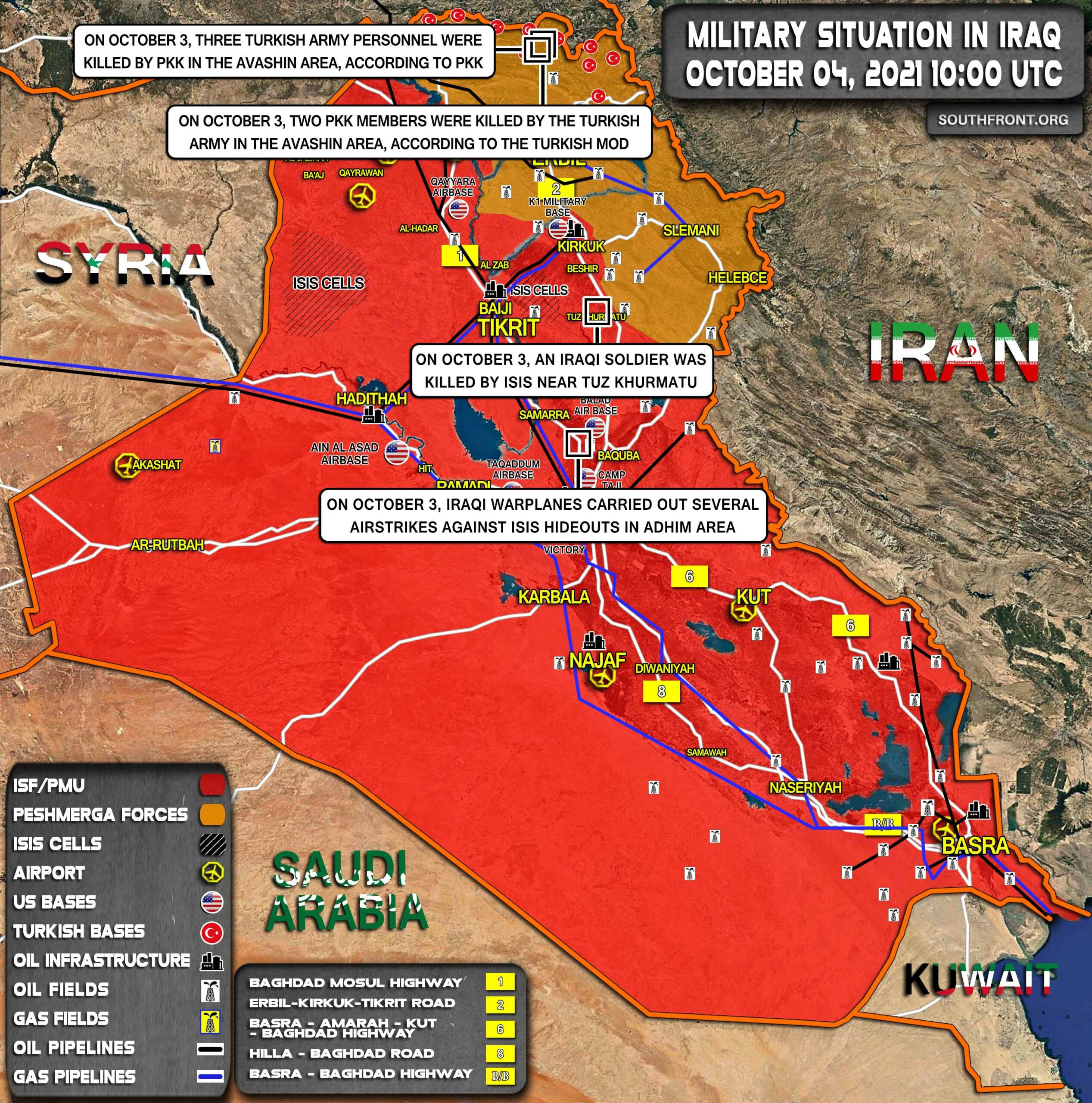 Military Situation In Iraq On October 4, 2021 (Map Update)