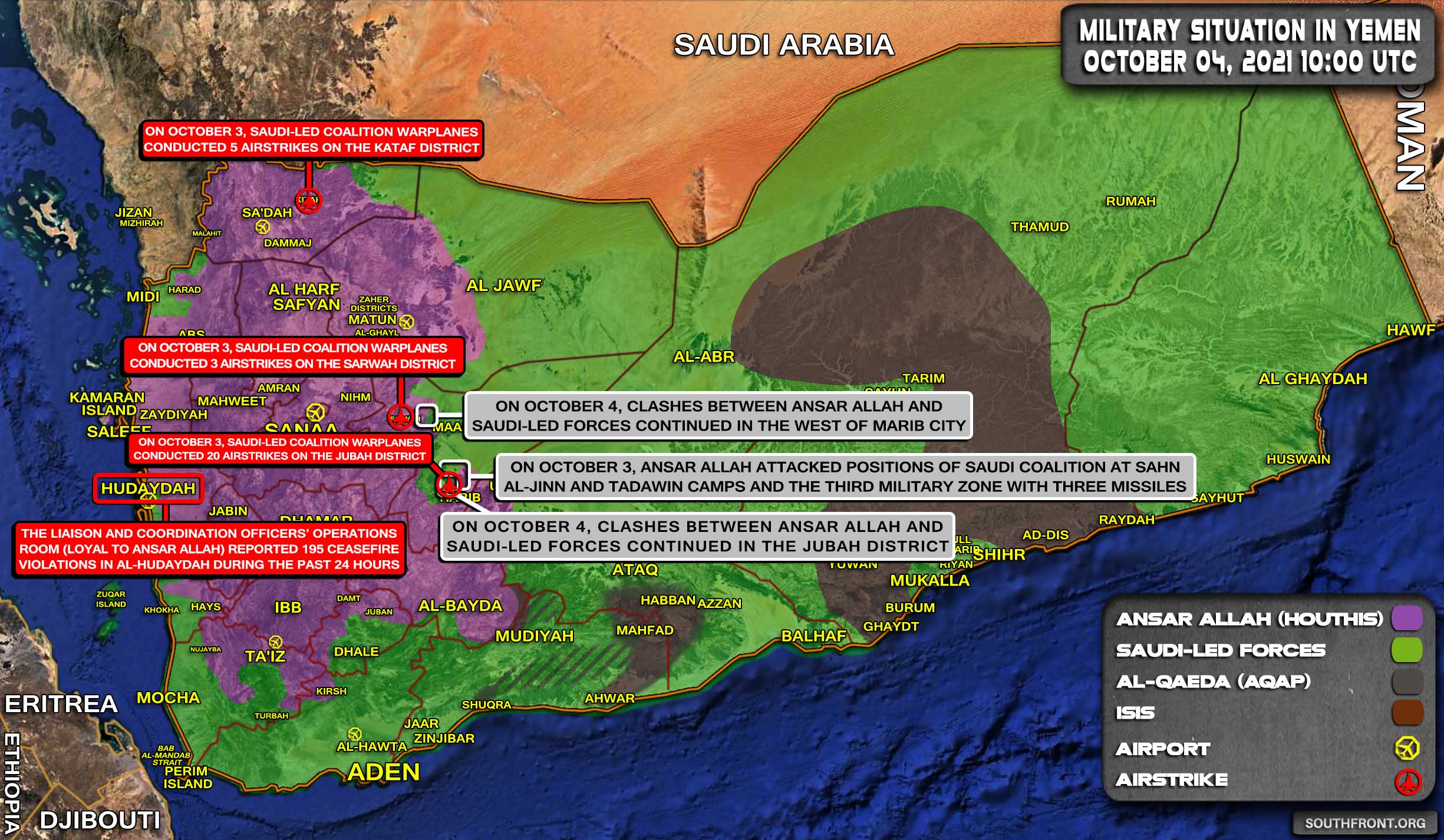 Military Situation In Yemen On October 4, 2021 (Map Update)