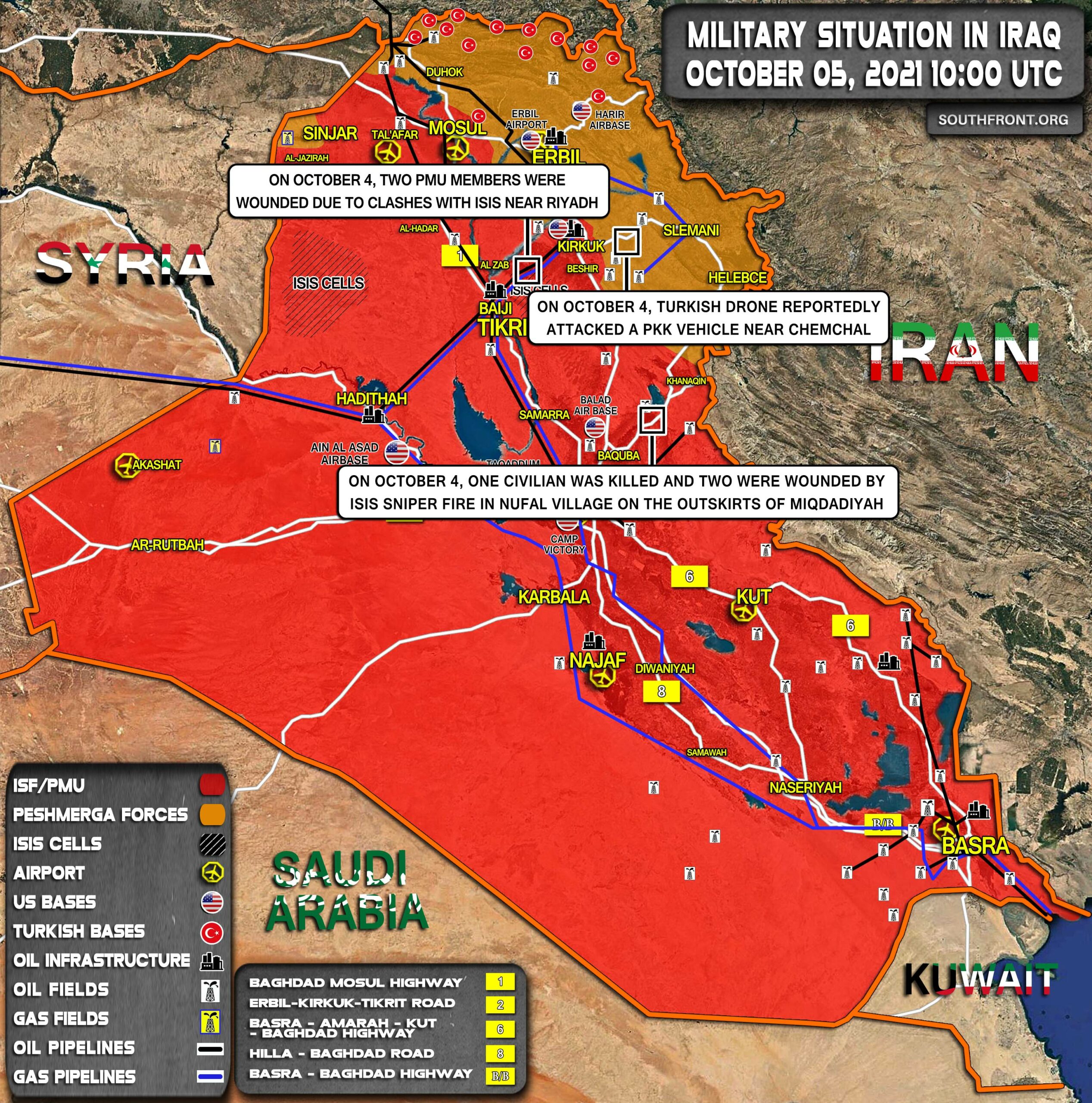 Military Situation In Iraq On October 5, 2021 (Map Update)