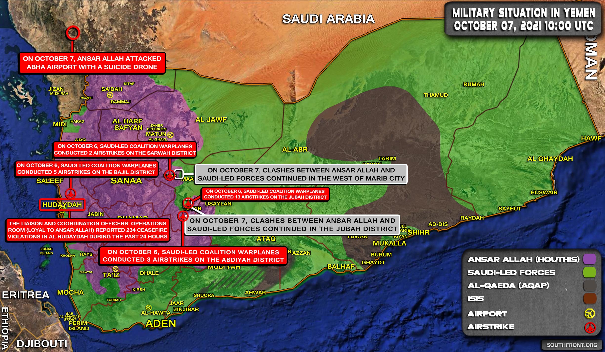 Military Situation In Yemen On October 7, 2021 (Map Update)