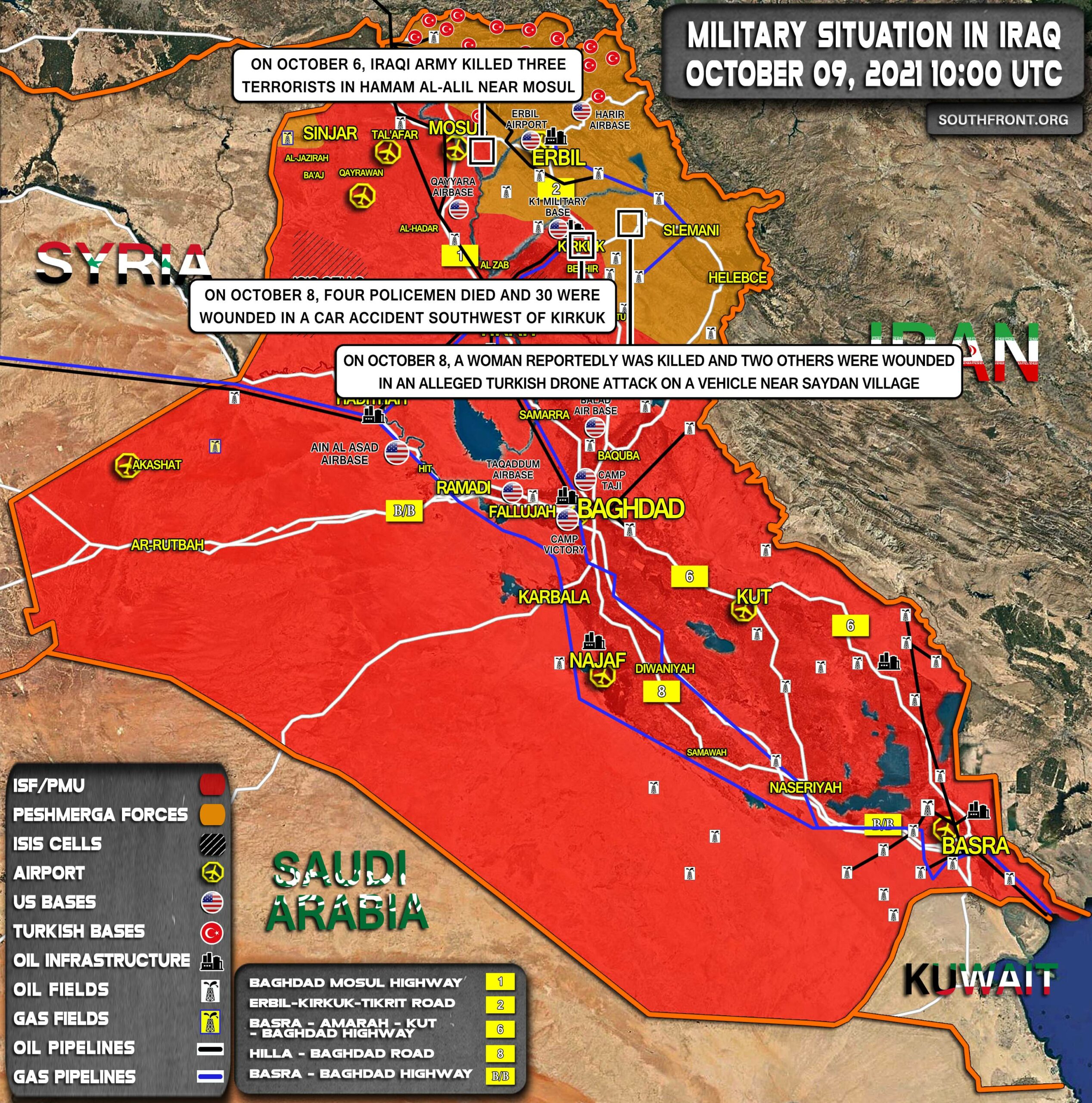 Military Situation In Iraq On October 9, 2021 (Map Update)