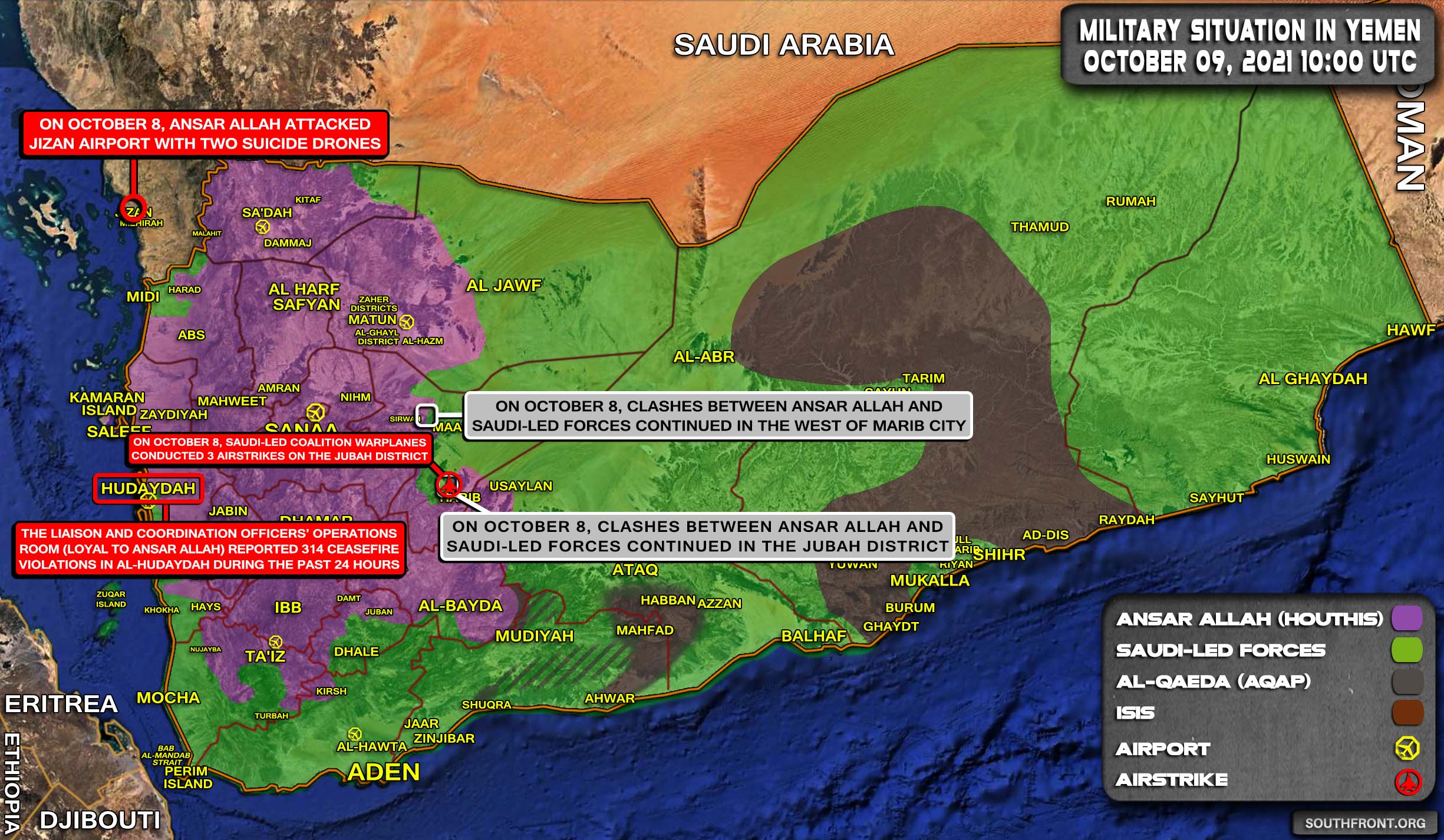 Military Situation In Yemen On October 9, 2021 (Map Update)