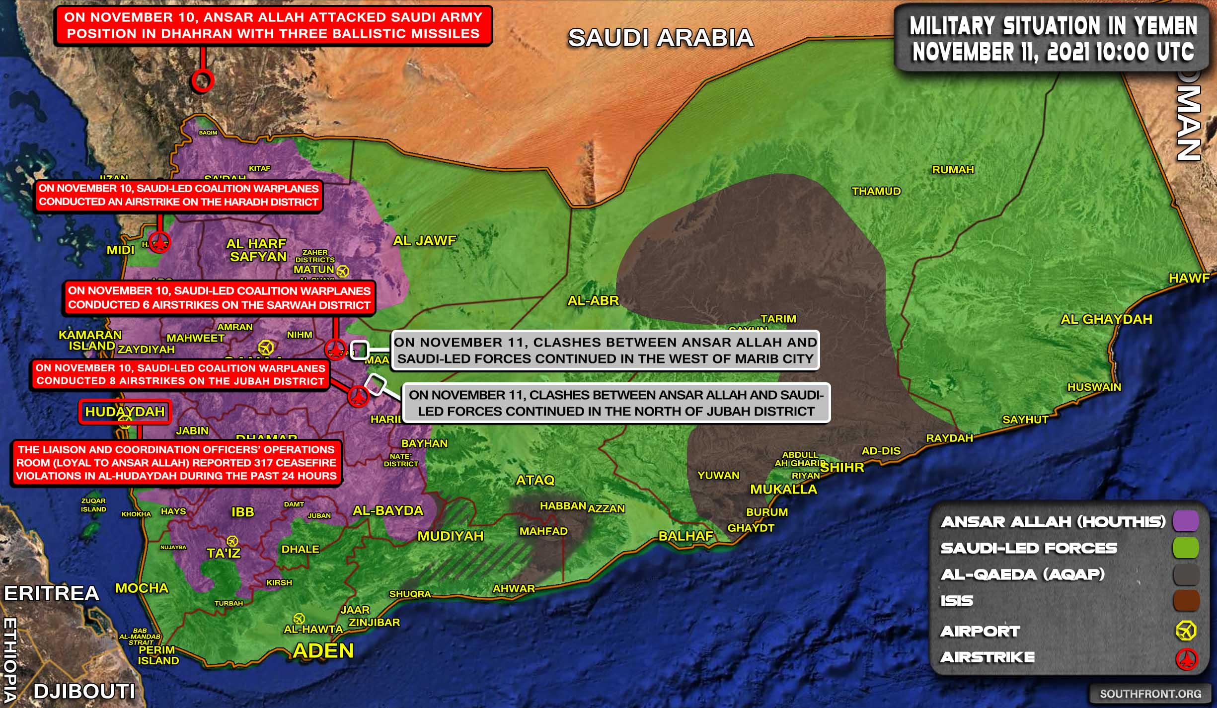 Military Situation In Yemen On November 11, 2021 (Map Update)