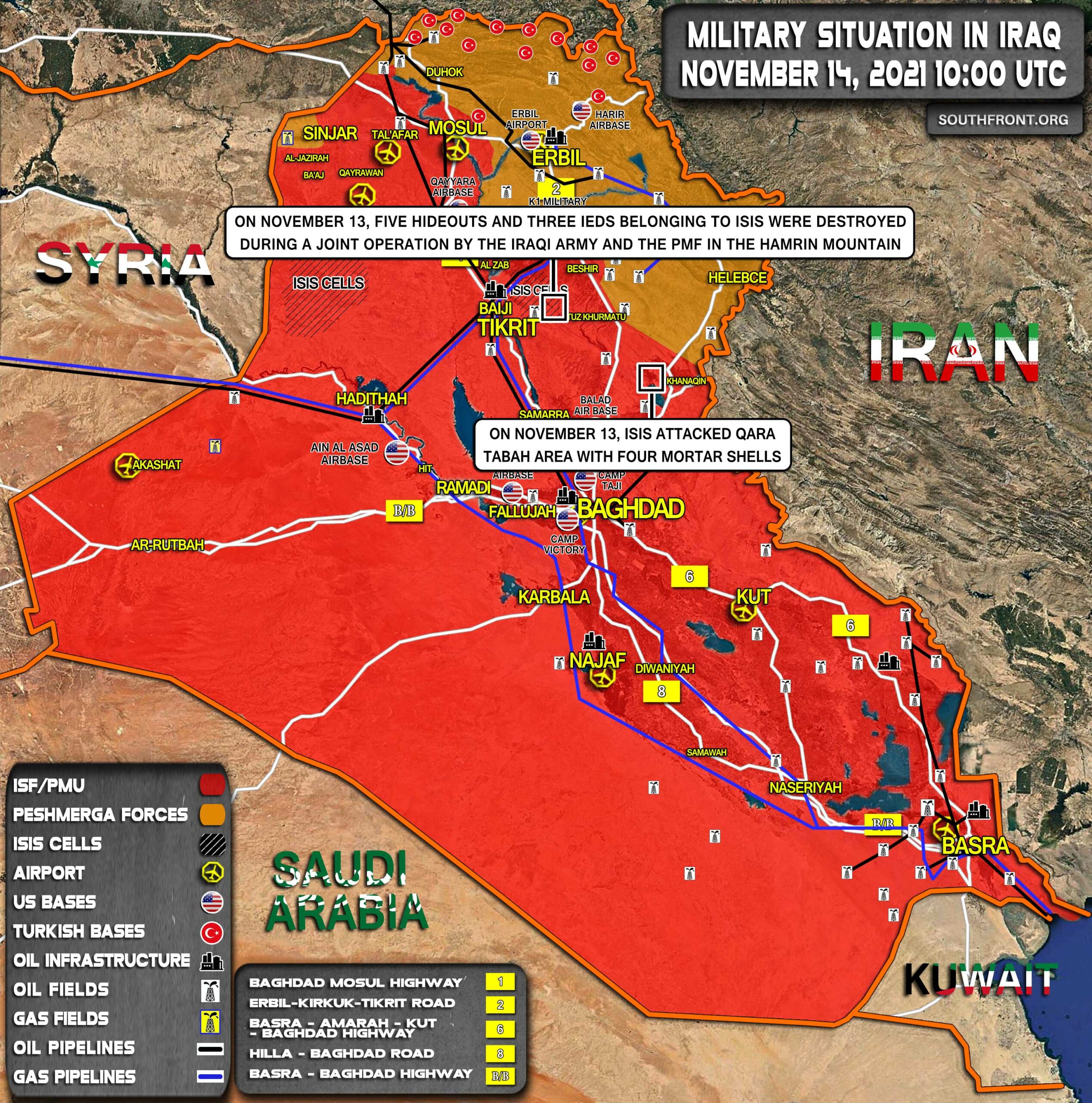 Military Situation In Iraq On November 14, 2021 (Map Update)