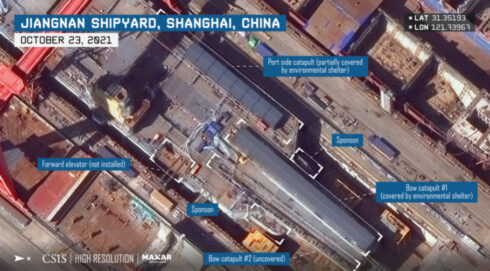 Satellite Imagery Reveals China's Third Aircraft Carrier Nears Launch