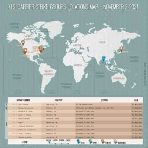 Locations Of US Carrier Strike Groups – November 2, 2021