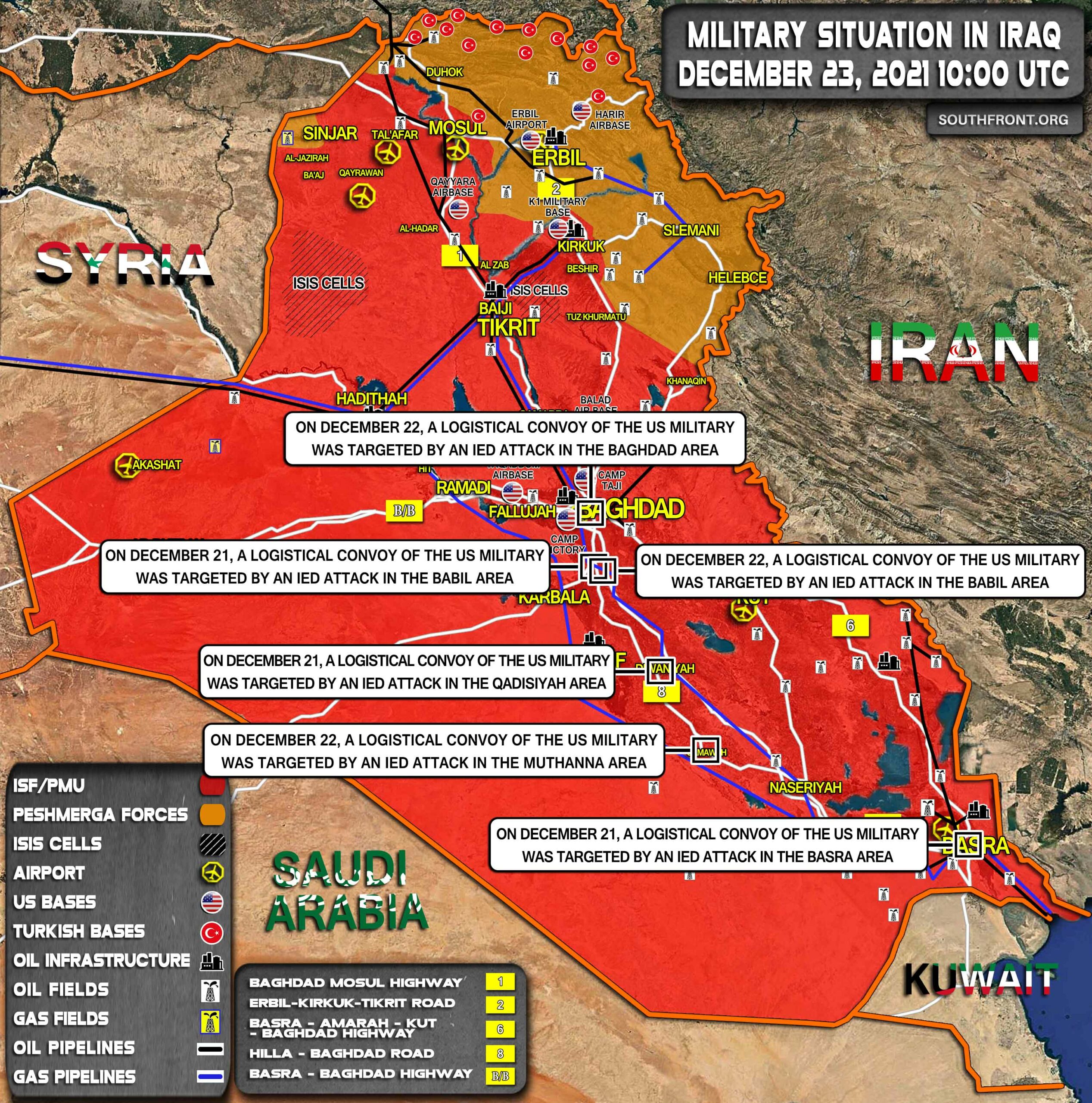 Iraq Currently Military Situation In Iraq On December 23, 2021 (Map Update)