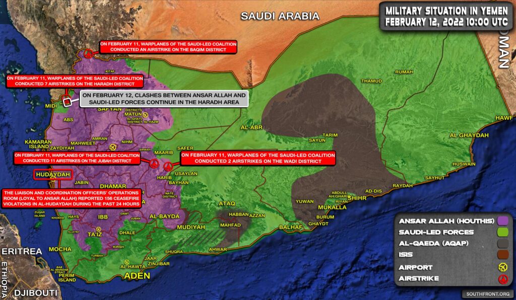 Military Situation In Yemen On February 12, 2022 (Map Update)