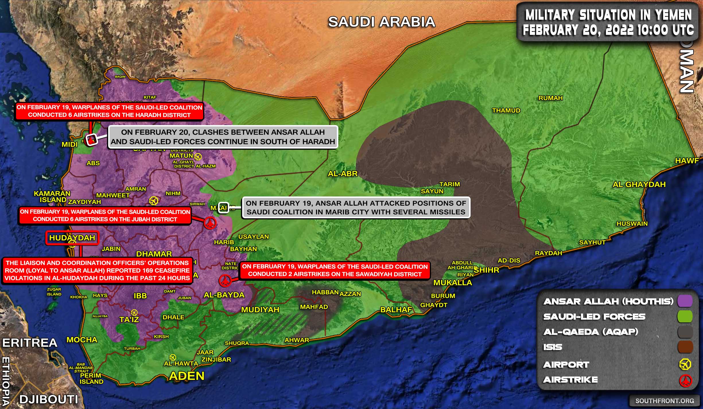 Military Situation In Yemen On February 20, 2022 (Map Update)