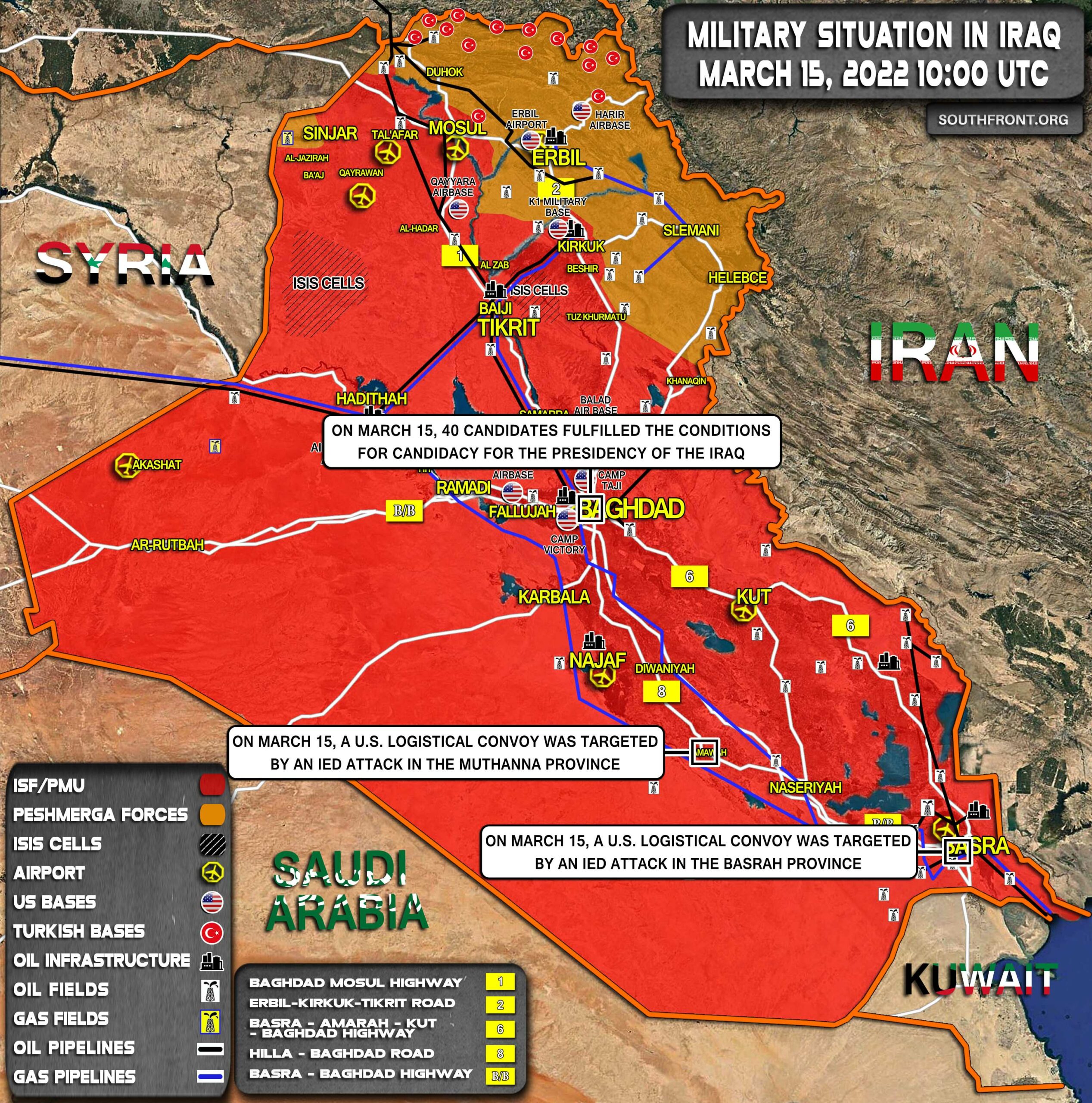 Military Situation In Iraq On March 15, 2022 (Map Update)