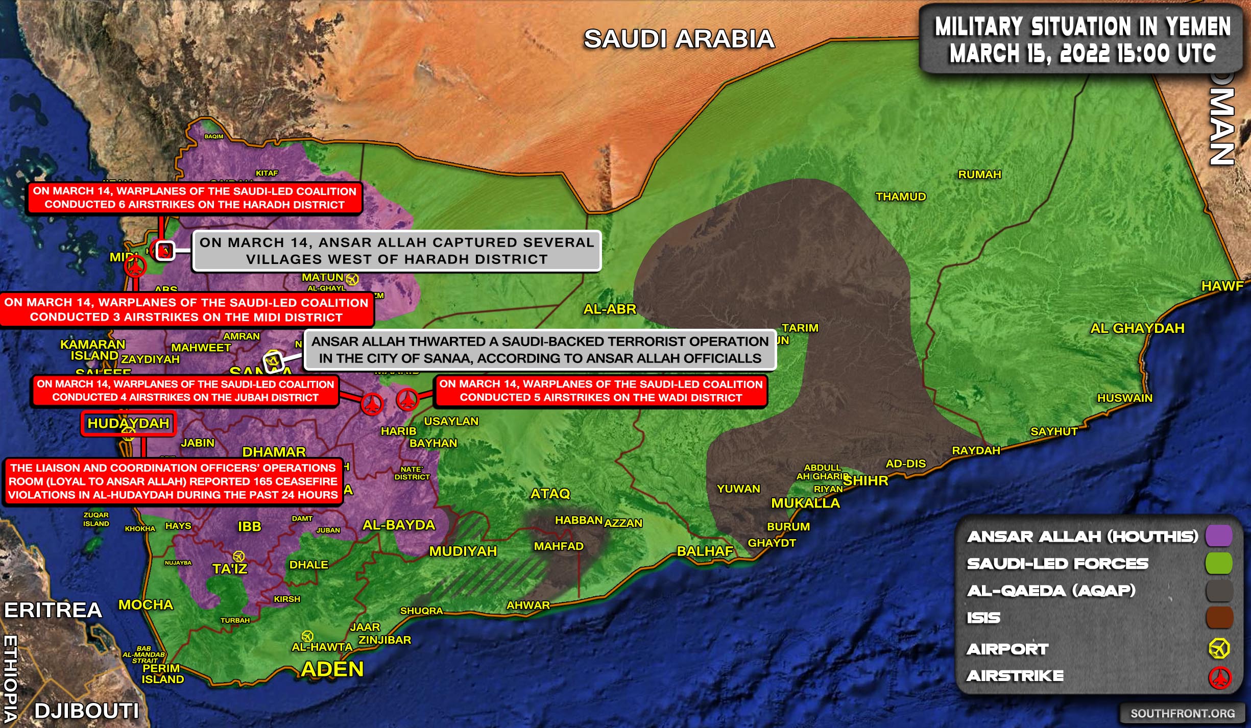 Military Situation In Yemen On March 14, 2022 (Map Update)