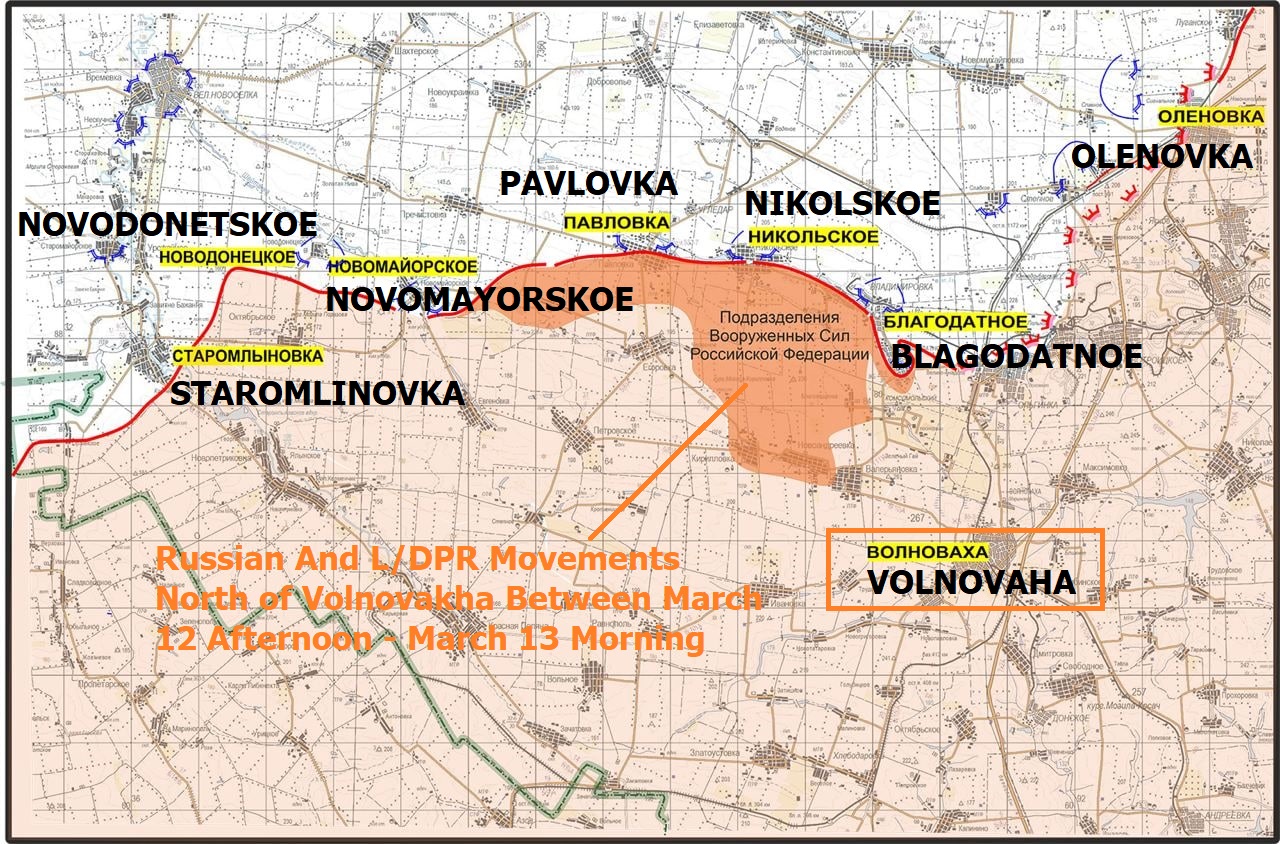 Russian And L/DNR Movements North of Volnovakha In March 12 Afternoon - March 13 Morning (Map)