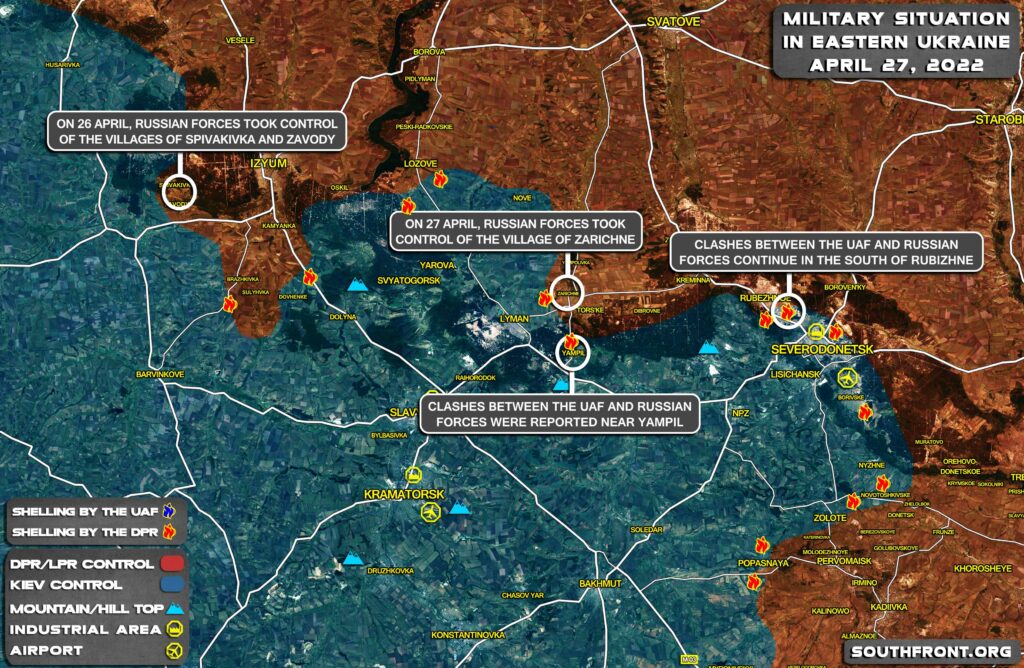 Military Situation In Eastern Ukraine, Izyum-Severodonetsk On April 27, 2022 (Map Update)