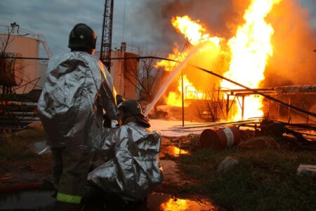 Ukrainian Artillery Hit Oil Depot In Donetsk