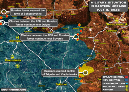 Military Situation In Eastern Ukraine, Slavyansk-Kramatorsk Region, On July 11, 2022 (Map Update)