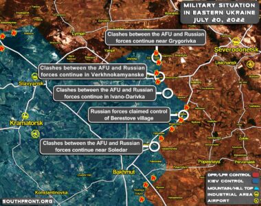 Military Situation In Eastern Ukraine, Slavyansk-Kramatorsk Region, On July 20, 2022 (Map Update)