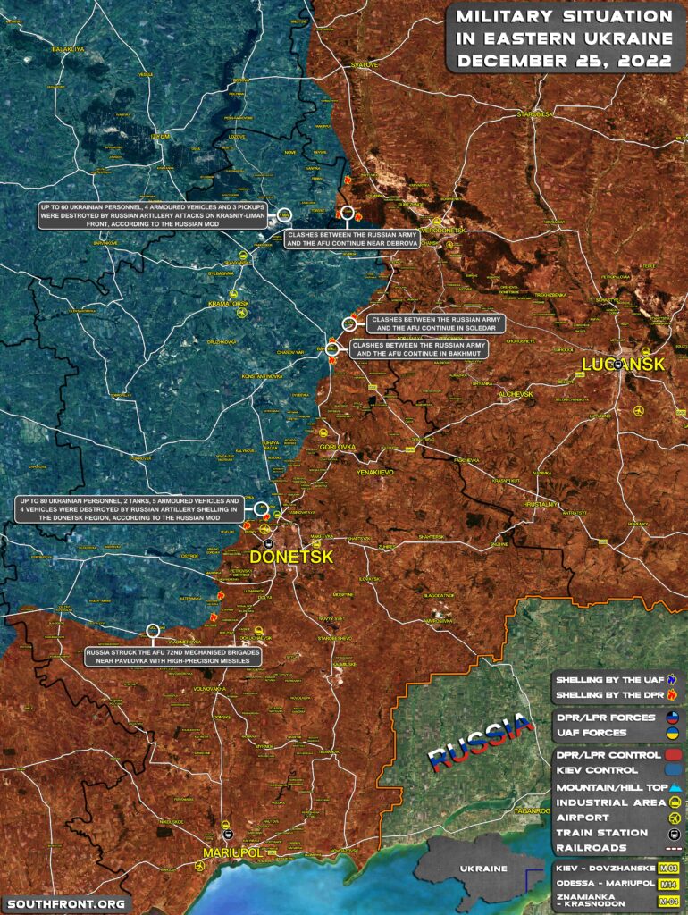 Military Situation In Region Of Donbass On December 25, 2022 (Map Update)