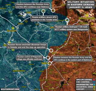 Military Situation In Bakhmut-Soledar Region On January 11, 2023 (Map Update)