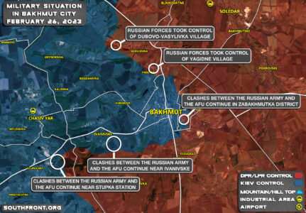 Military Situation In Bakhmut Region On February 26, 2023 (Map Update)