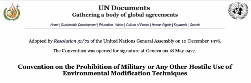 Environmental Modification Techniques (ENMOD) and the Turkey-Syria Earthquake: An Expert Investigation is Required