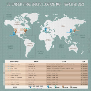 Locations Of US Carrier Strike Groups – March 28, 2023