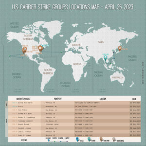 Locations Of US Carrier Strike Groups – April 25, 2023