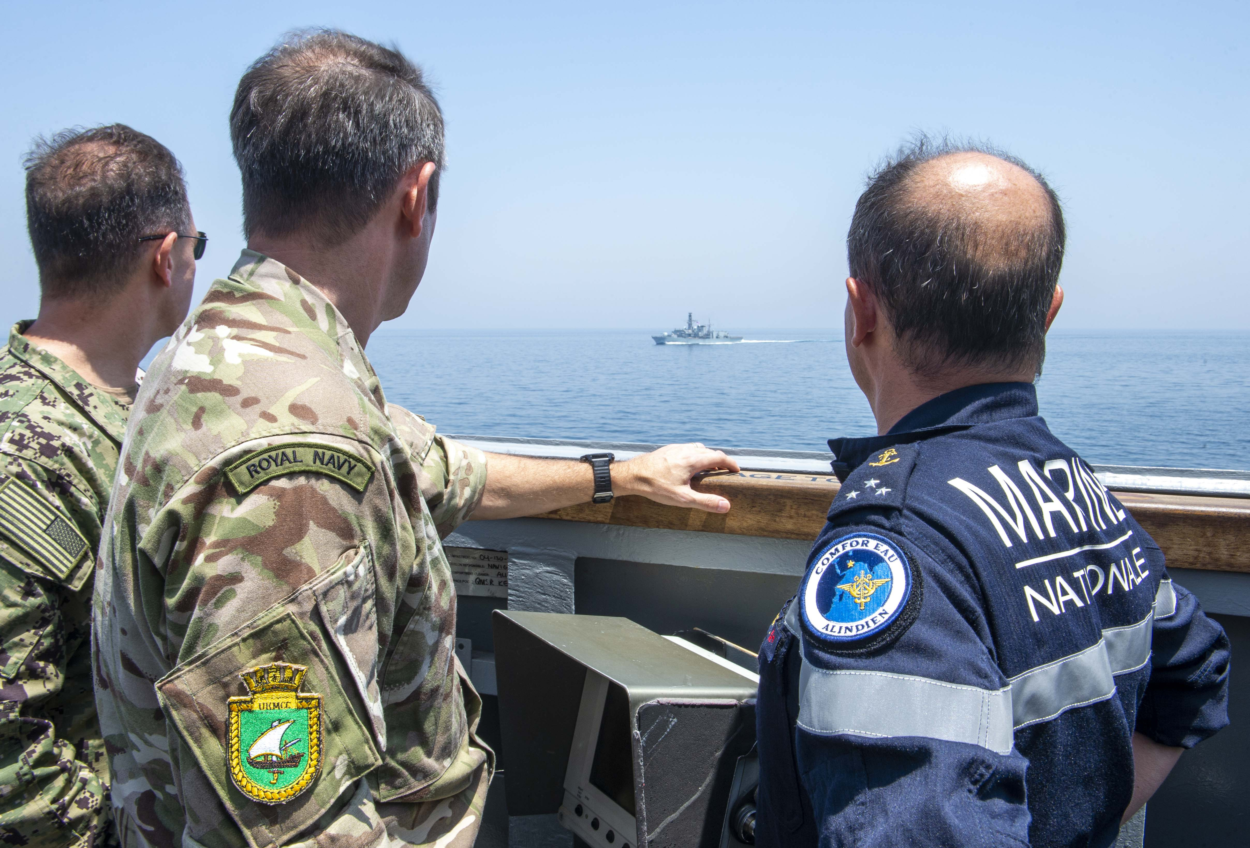 U.S. French and UK Naval Commanders Transit Key Strait of Hormuz In Show Of Force To Iran