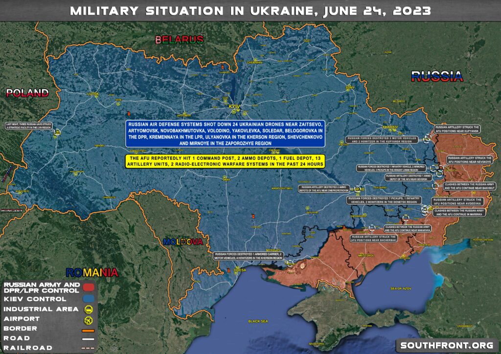 Military Situation In Ukraine On June 24, 2023 (Map Update)