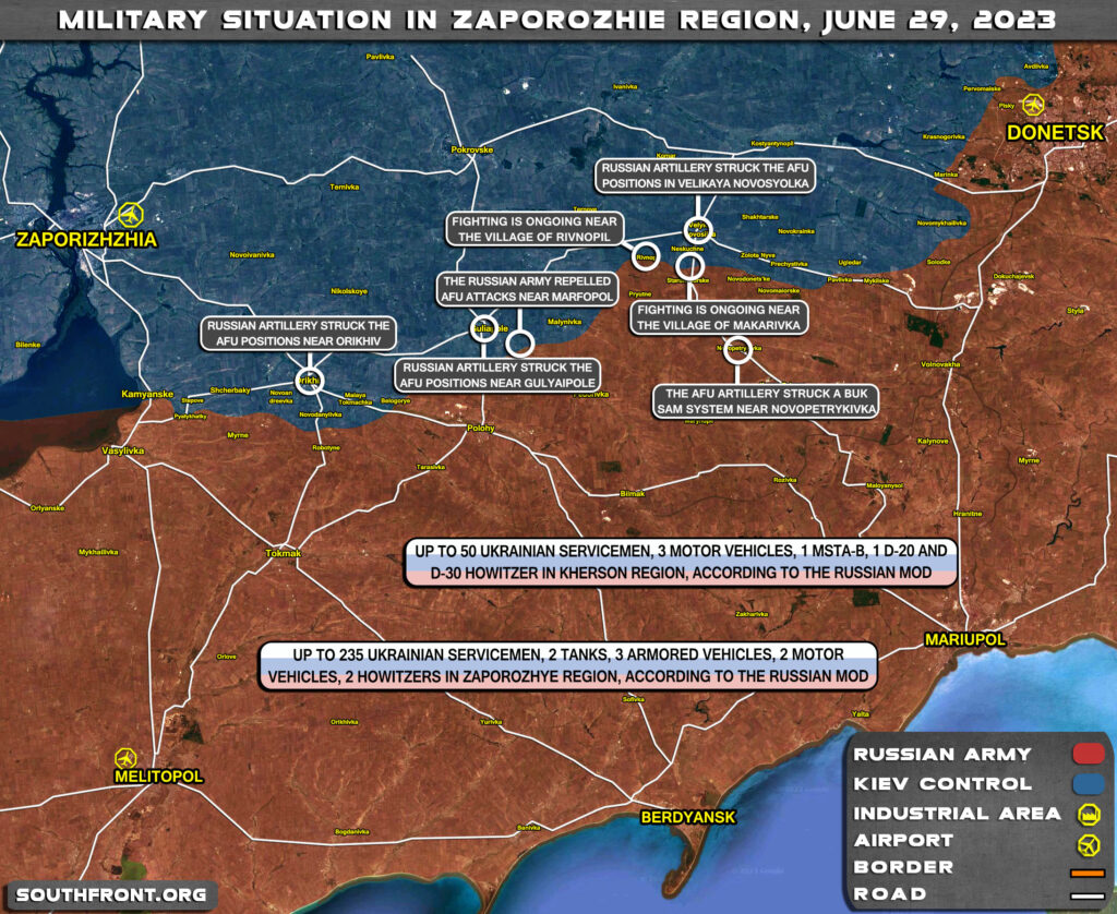 Military Situation In Zaporozhie Region On June 29, 2023 (Map Update)