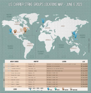 Locations Of US Carrier Strike Groups – June 6, 2023