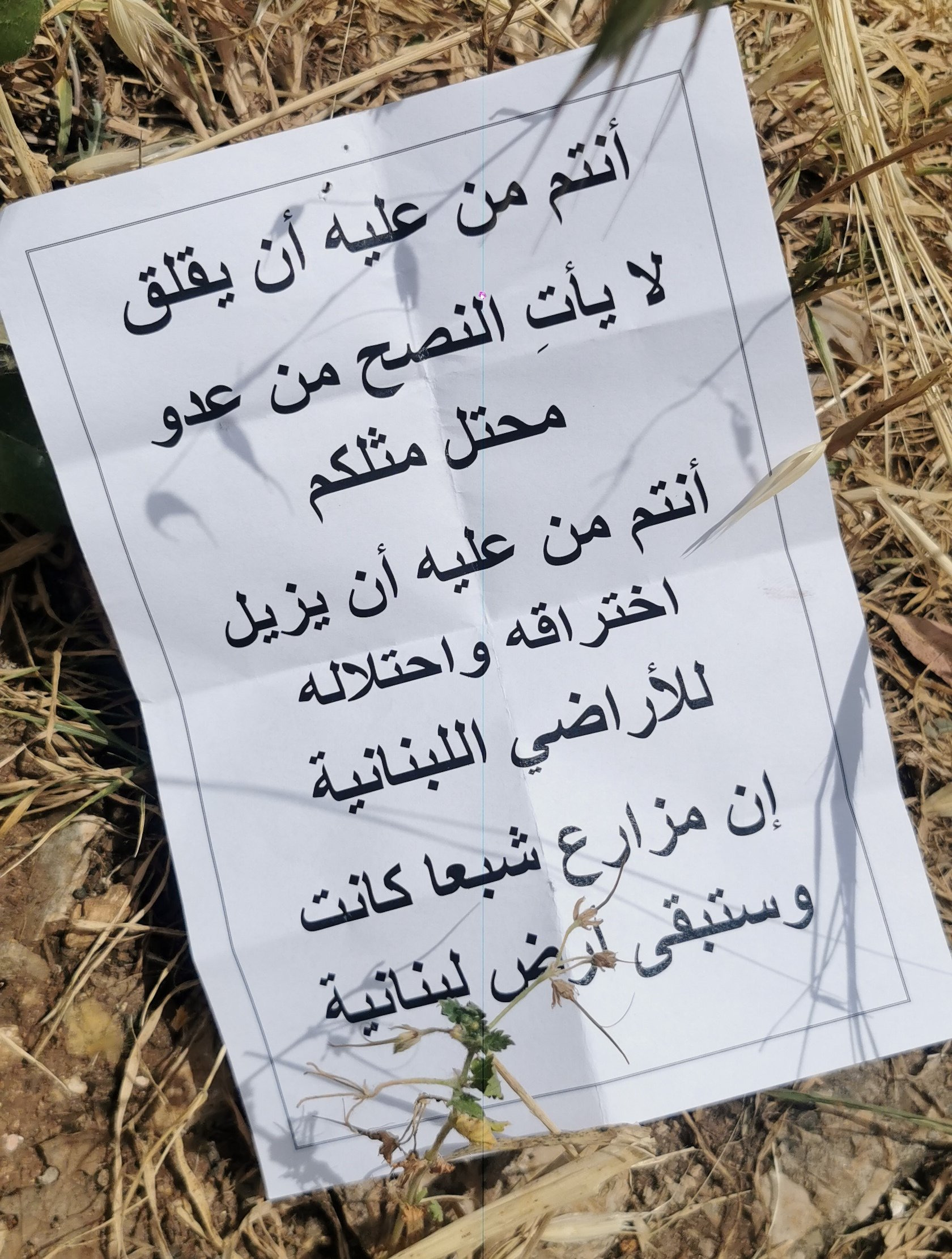 Hezbollah Warns Israeli Army In Leaflets Dropped Over Occupied Farms Chebaa