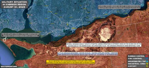 Military Situation In Southern Ukraine On August 1, 2023 (Map Update)