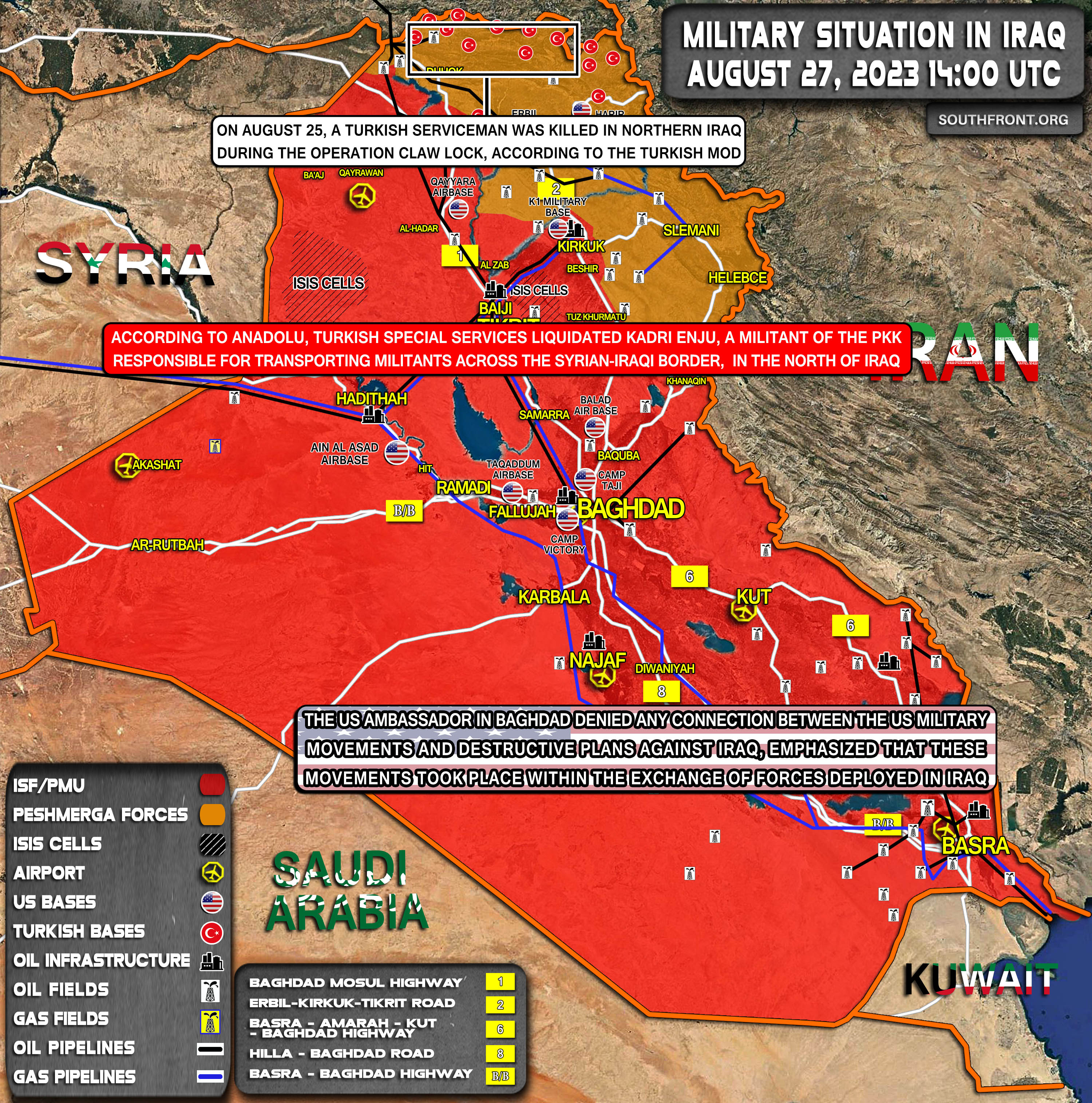 Military Situation In Iraq On August 27, 2023 (Map Update)