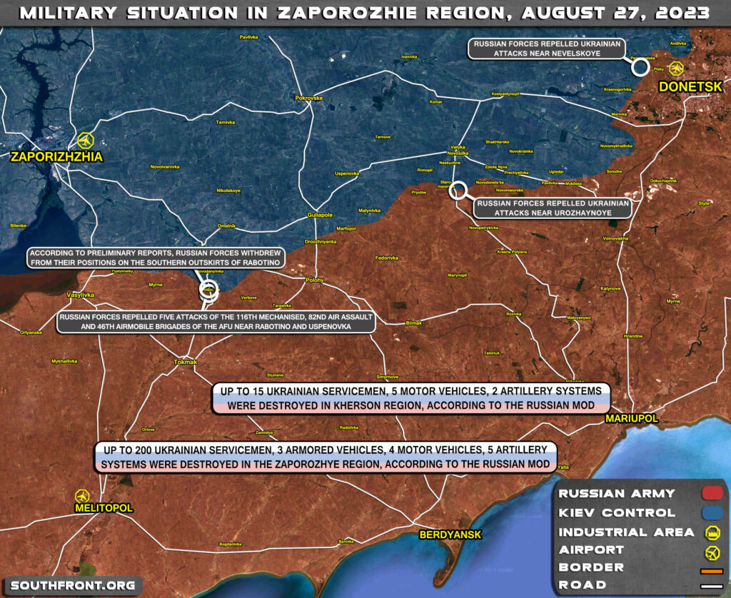 Military Situation In Kherson And Zaporozhie On August 27, 2023 (Map Update)