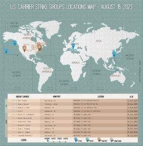 Locations Of US Carrier Strike Groups – August 15, 2023