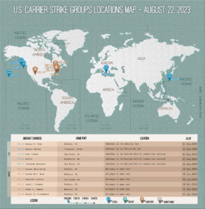 Locations Of US Carrier Strike Groups – August 22, 2023