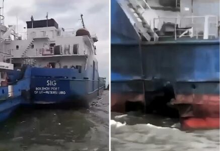 Footage Shows Damage To Russian Olenegorsky Gornyak Ship And Civilian SIG Tanker By Ukrainian Maritime Drones