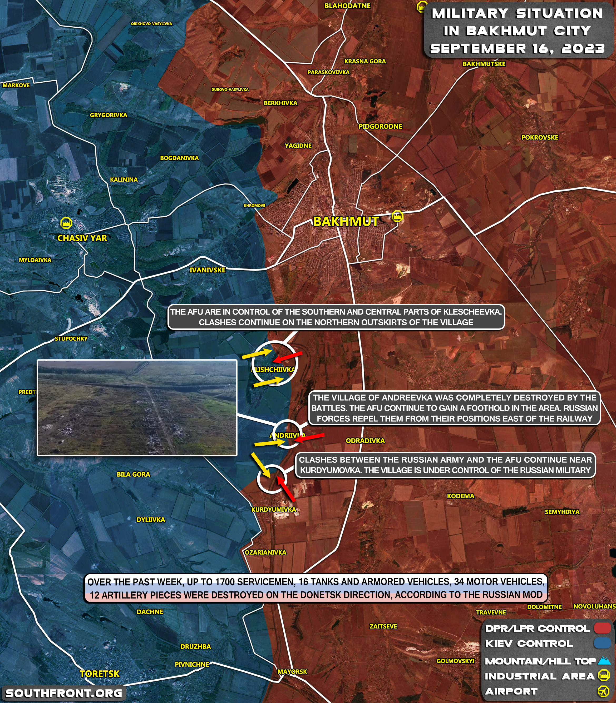 Military Situation South Of Bakhmut On September 16, 2023 (Map Update)