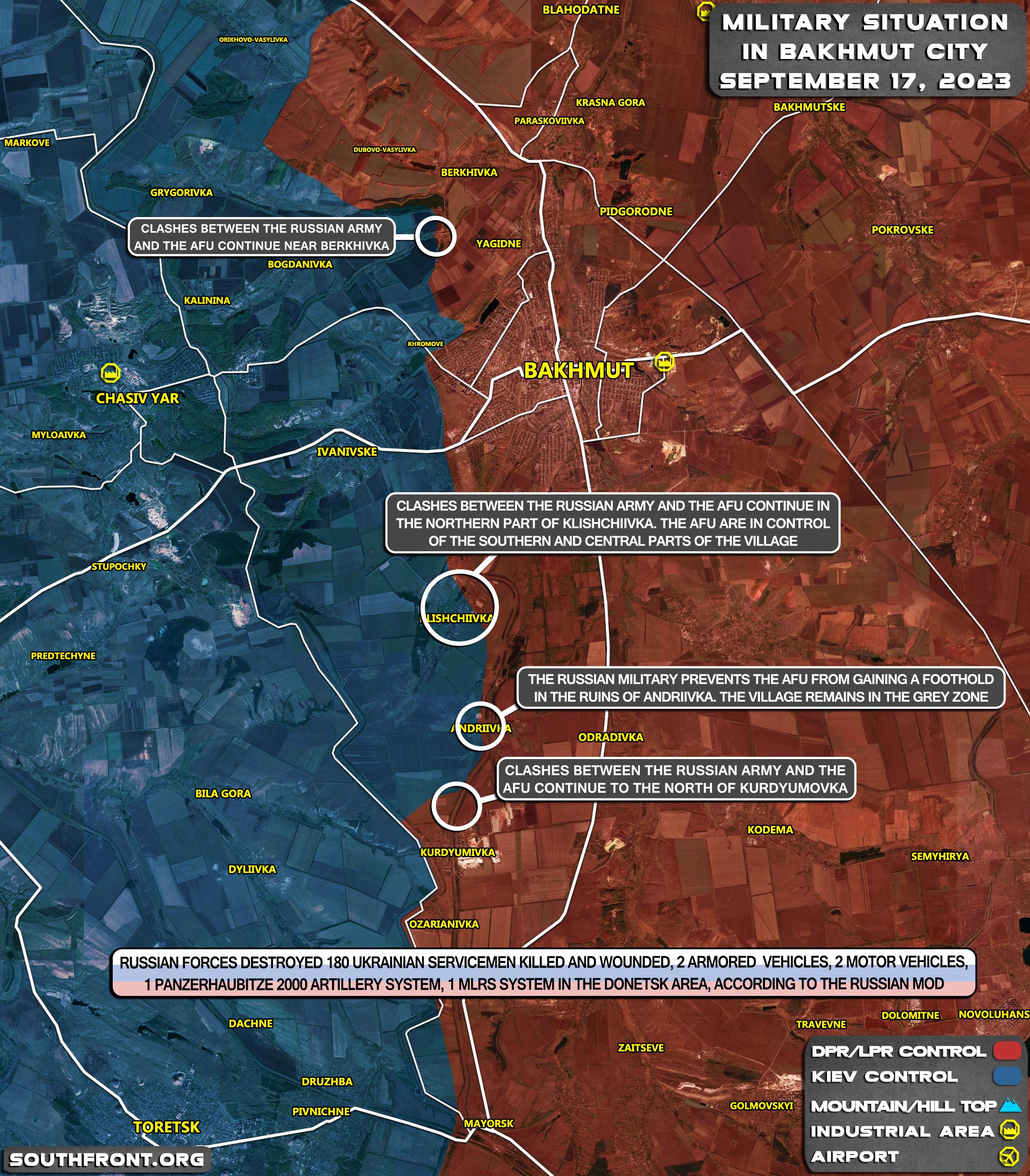 Military Situation In Bakhmut Region On September 18, 2023 (Map Update)